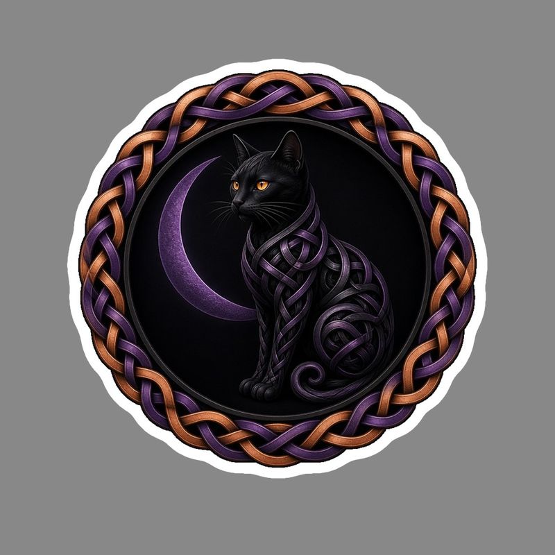 Black Cat Celtic knotwork design by The Freckled Monkey