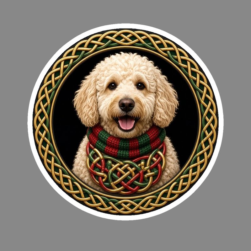 Goldendoodle in a Scarf Celtic knotwork design by The Freckled Monkey