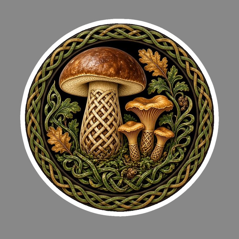 Winter Mushroom Celtic knotwork design by The Freckled Monkey